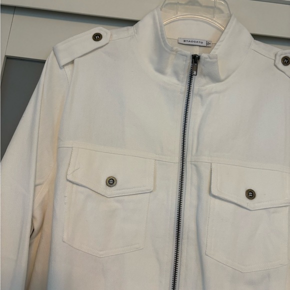 Staccato Cream Textured Bomber Jacket with pallets - Picture 2 of 5